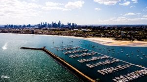 Marina Pens in front of the Melbourne City Skyline